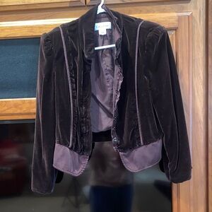 Calvin Klein Chocolate Velvet Cropped Blazer